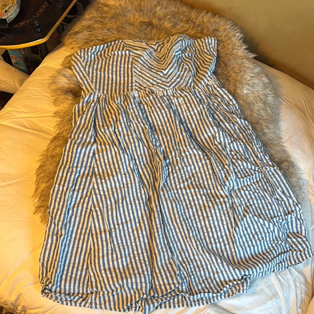 Old Navy Blue Strapless Ruched Sundress
